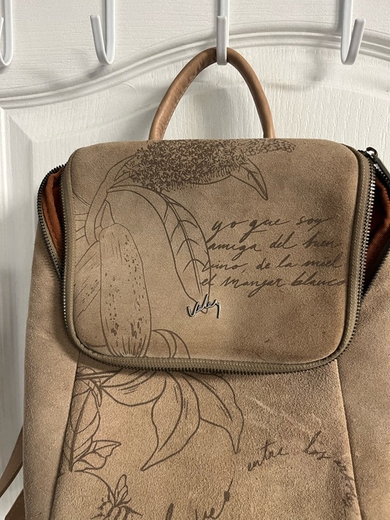 Tan Suede Floral-Print Mini Backpack main image 8